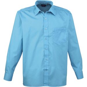 Premier Heren Premier Poplin Formeel Overhemd Met Lange Mouwen (Turquoise)