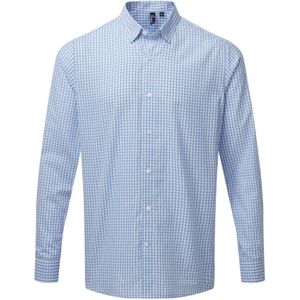 Premier Heren Maxton Check Shirt met lange mouwen (Lichtblauw/Wit)
