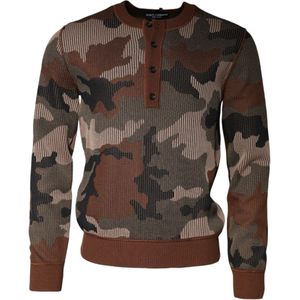 Camouflage Brei Henley Truien