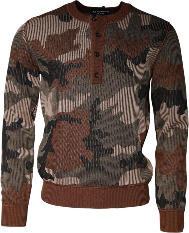 Camouflage Brei Henley Truien