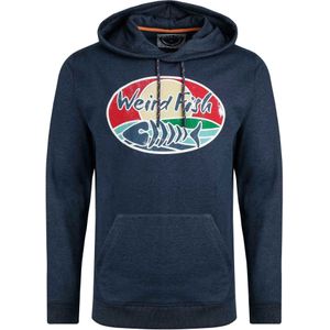 Weird Fish Heren Bryant Grafische Print Pullover Hoodie (Marineblauw)