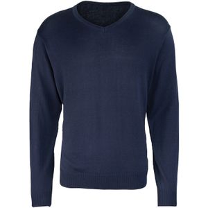 Premier Heren Gebreid Katoen Acryl V Hals Sweatshirt (Marine)