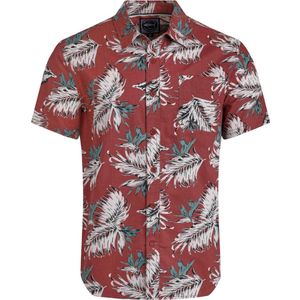 Weird Fish Heren Faraway Leaf Print Biologische Katoenen Shirt (Paprika)
