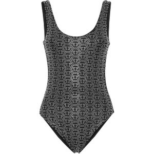Philipp Plein - Strass Monokini Monogram - Badkleding - Zwart - Polyamide