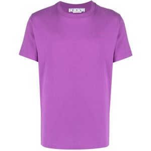 T-shirt - Gebroken Wit - Diag Tab Slim-fit - Paars