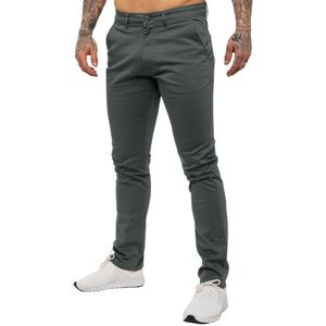 Enzo | Heren Slim Fit Stretch Chino Jeans - Grijs - Maat 30/30