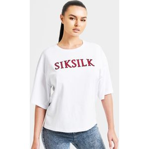 SikSilk - Sparkle Boxy Cropped T-shirt - Wit - Dames