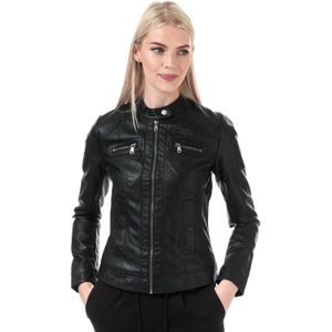 Only Dames/Dames Bandit Faux Leren Bikerjasje (Zwart)