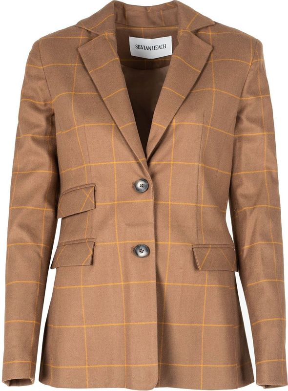 Silvian Heach - Sportjas met Ruitpatroon - Bruin - Dames - 100% Polyester