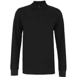 Asquith & Fox Heren Klassieke Pasvorm Poloshirt met lange mouwen (Zwart)