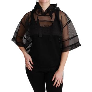Dolce & Gabbana Vrouwen Zwart Sheer Nero Sicilia Hooded Blouse T-shirt