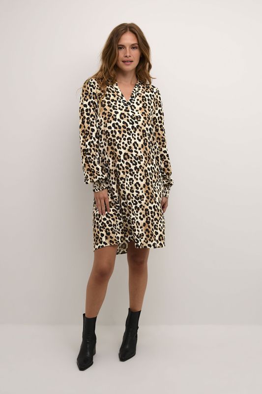 Jurk - Relaxed Fit - Animal - Boven de Knie - Lange Mouwen - 100% Viscose (LENZING™ ECOVERO™)