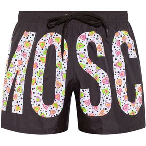 Moschino Large Heart Polka Dot Printed Logo zwarte zwemshort