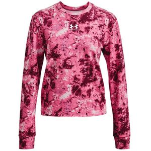 Dames Under Armour UA Rival Terry Printed Crew Sweatshirt in Roze