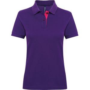 Asquith & Fox Dames/Dames Korte Mouwen Contrast Poloshirt (Paars/Roze)