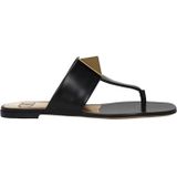 Valentino Garavani - One Stud - Leren Teenslippers - Zwart