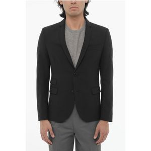 Zijsplitten, reverskraag, slim fit, 2-knoops blazer in blauw