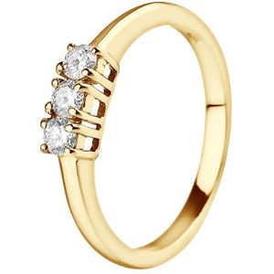 Ring Trilogy bezet met diamanten 0,24 Cts Claws Geel Goud 18 Karaat