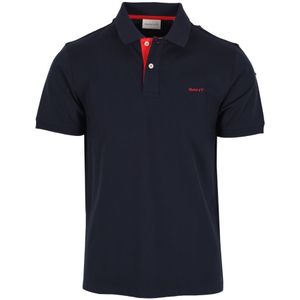 Gant SS poloshirt met contrasterende kraag Avondblauw