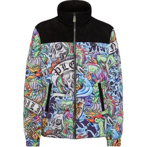 Philipp Plein - Down Jacket Tattoo - Veelkleurig - Donsjas - Met Lederen Details