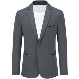 Heren colbert slim fit jas zakelijk dagelijks blazer grijs