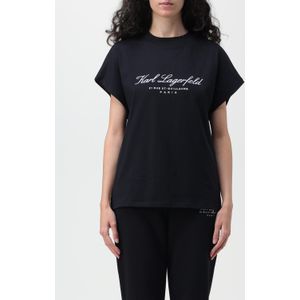 Karl Lagerfeld - T-shirt - Zwart - Dames - Korte Mouwen - Relaxte Pasvorm