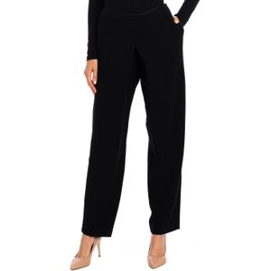 Emporio Armani - Lange Wijduitlopende Broek - Zwart - Wijde Snit