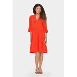 Saint Tropez - Edasz Dress - Jurk - Rood - ¾ Mouwen - Ruchedetails