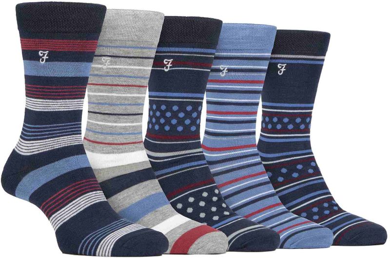 5-Pack Heren Bamboe Helder Gestreepte Patroon Sokken