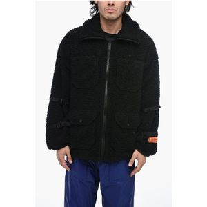 POLAR FLEECE-jack met logo en gespdetails in zwart