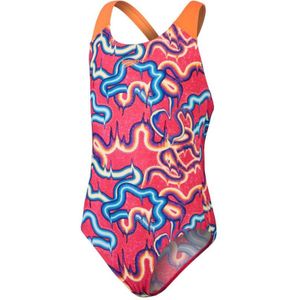 Girl's Speedo Digital Allover Splashback Swimsuit In Pink Blue - Maat 7-8J / 122-128cm