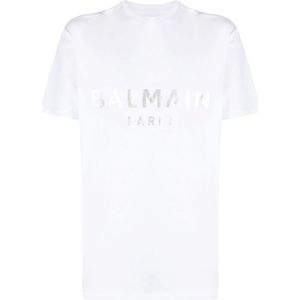 Balmain T-shirt met zilveren print in wit