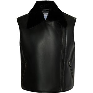 Dreimaster Leren vest Dames zwart
