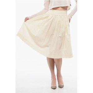 Hoog getailleerde cirkelblouse in beige