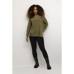 CULTURE - CU Olivia - Trui - Olijfgroen - V-hals - Lange Mouwen