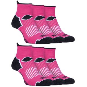 Set van 6 sportsokken voor enkels voor dames met ondersteuning van de voetboog - Roze