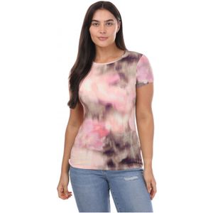 Dames Ted Baker Yazmean Fitted Bloemen T-shirt met gedraaide hals in Roze