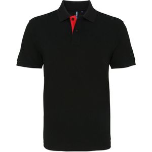 Asquith & Fox Heren Klassieke Pasvorm Contrast Poloshirt (Zwart / Rood)