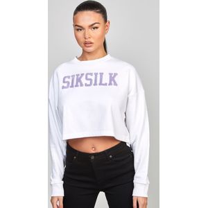 SikSilk - Cropped Varsity Sweatshirt - Wit - Dames