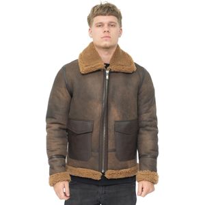 Heren - B3 - Schapenvacht Jas - Bruin - Vintage Vliegende Pilotenjack