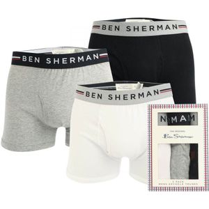 Heren Ben Sherman Chase 3 Pack Boxershort in Zwart Grijs Wit