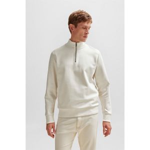 Heren Boss L-Santos 07 Zip-Neck Sweatshirt in Wit