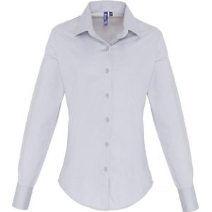 Premier Dames/Dames Popeline Stretch Shirt Met Lange Mouwen (Zilver)