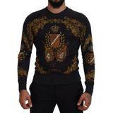 Dolce & Gabbana Grijze Zijde Barok Medaille Motief Heren Trui