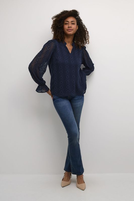 Cream - Blouse 'Danika' - Navy - Blouseshirt
