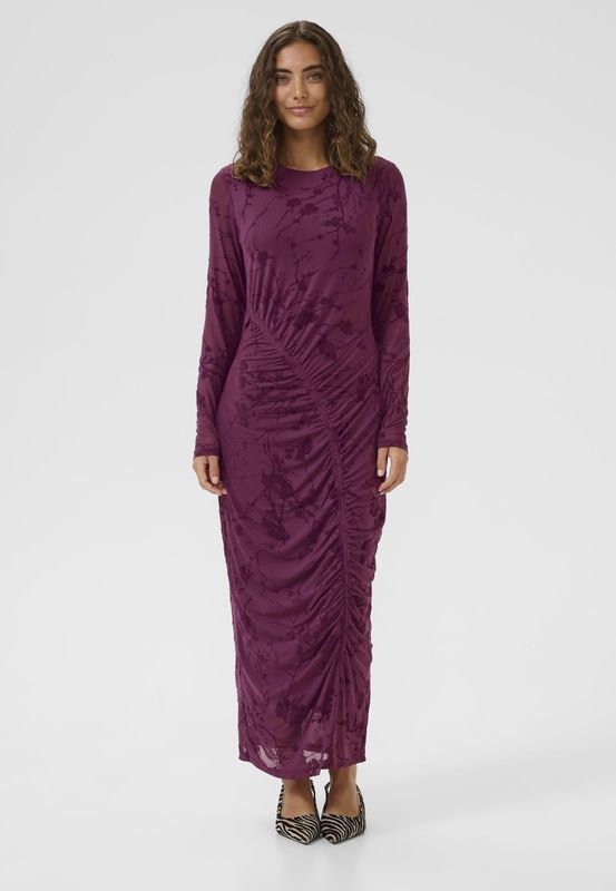 Jurk - CUalifa Fitted - Rood - Dames - Midi-jurk - Lange Mouwen