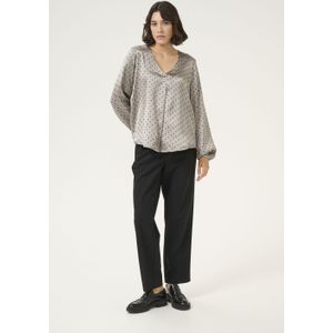 Kaffe - Blouse 'KA Luna' - Lichtgrijs / Zwart - Blouseshirt