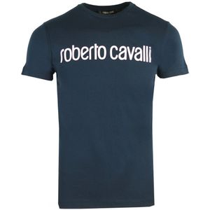 Roberto Cavalli Heren Blauw Katoenen T-Shirt