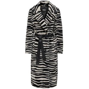 ONLY jas ONLBENE  met zebraprint en ceintuur zwart/wit