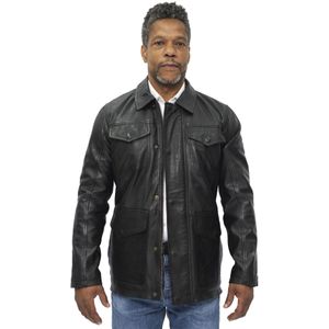 Porto - Leren Safarijack - Zwart - Ultrazacht Nappaleer